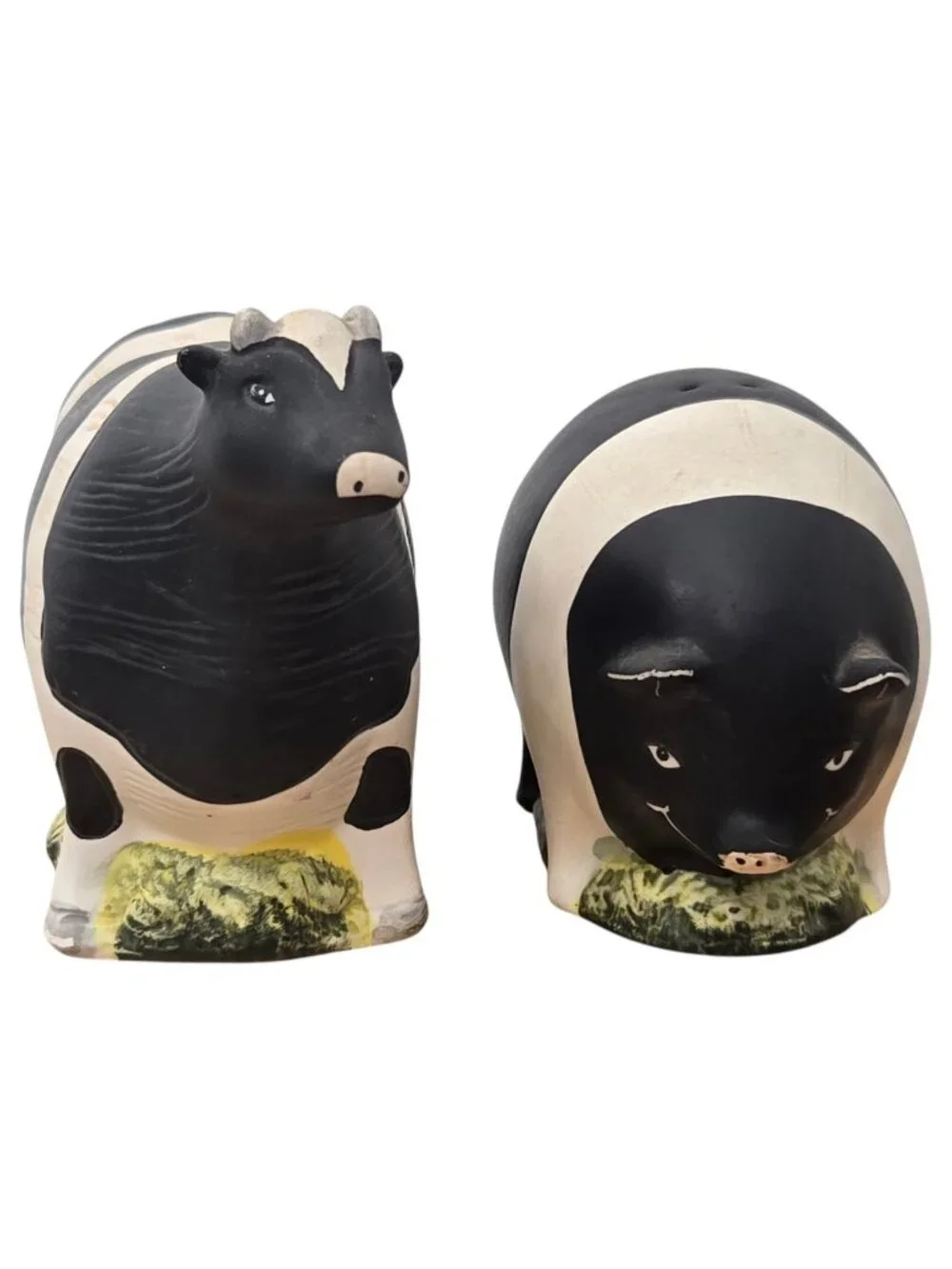 Sakura Cow Pig Salt Pepper Shaker Set Hand Painted Farm Country Core Vintage